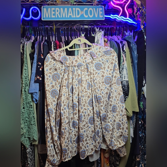 #0158 XLPetite NWT ANTHROPOLOGIE Button Down 1/2 Smock Wrists, Ruffle Collar - Picture 2 of 16